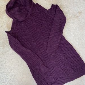 Purple Sweater Dress with Cut Out Shoulders
